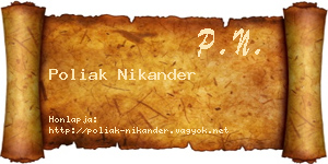 Poliak Nikander névjegykártya